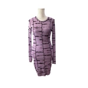 H&M Divided Purple Black Mesh Tie Dye Lettuce Edge Seam Bodycon Mini Dress Small